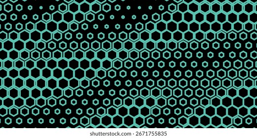 Hexagonal cyberspace green background. Hexagon grid tech pattern