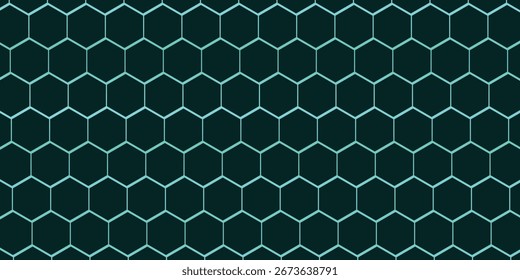 Hexagonal cyberspace green background. Hexagon grid tech pattern.