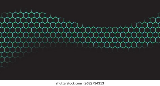 Fondo verde del ciberespacio hexagonal. Patrón de tecnología de rejilla hexagonal.