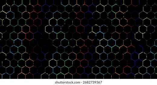 Fondo verde del ciberespacio hexagonal. Patrón de tecnología de rejilla hexagonal.