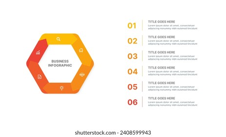 Infografische Design-Vorlage für Hexagonalreifen mit sechs Stufen