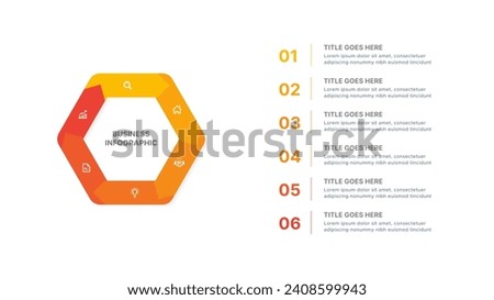 Hexagonal Cycle Arrow Infographic Design Template with Six Stages