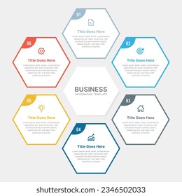 Hexagonal Cycle Infographic Design Template with Six Steps