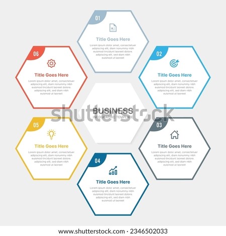 Hexagonal Cycle Infographic Design Template with Six Steps