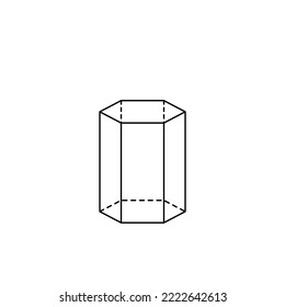 cilindro hexagonal con líneas negras sobre fondo blanco