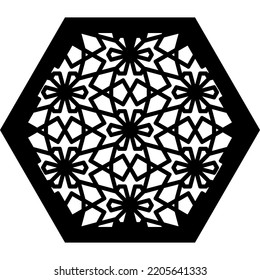 Diseño Hexagonal de la montaña rusa. Pascua de corte láser. Panel de corte láser. Diseño de patrones ornamentales