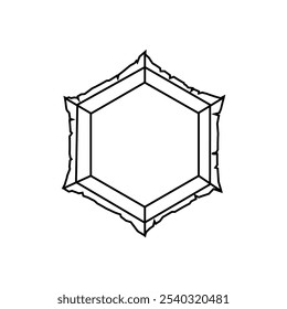 Design hexagonal com linhas pretas e abstratas, inspiradas por símbolos ocultos e alquímicos. Perfeito para arte paranormal e mística.