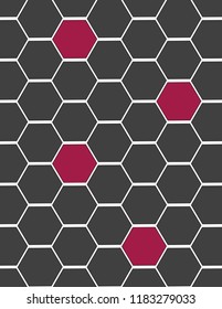Hexagonal design can be used in studio or in tiles in floor. It is very beautiful design light black and dark red.