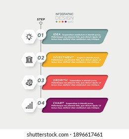 Hexagonal design, combined with square labels, 4 working steps, used for education, business, company. vector infographic.