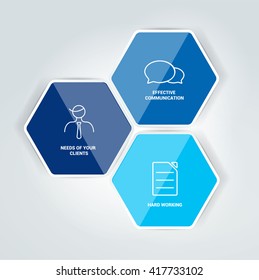 Hexagonal diagram, schema, infographics element.