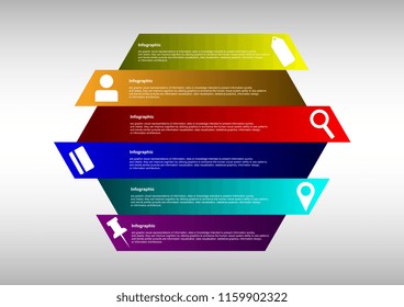 hexagonal diagram with texture effect infographic template