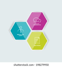 Hexagonal diagram. Vector template.