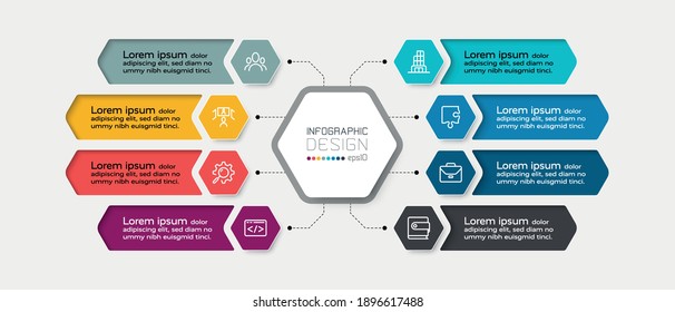 Hexagonal diagrams showing results of work, work procedures and planning. infographic design.
