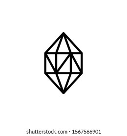 Hexagonal diamond outline icon is a simple trendy style. Vector logo of gemstone.