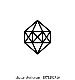 Hexagonal diamond outline icon is a simple trendy style. Vector logo of gemstone.