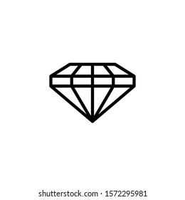Hexagonal diamond outline icon is a simple trendy style. Vector logo of gemstone.