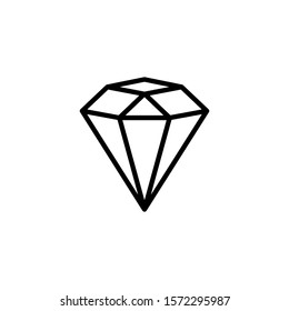 Hexagonal diamond outline icon is a simple trendy style. Vector logo of gemstone.