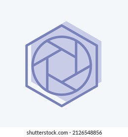 Hexagonal Diaphragm Icon in trendy two tone style isolated on soft blue background