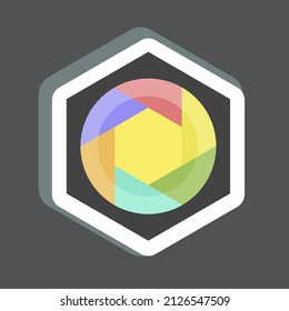 Pegatina de Diafragma Hexagonal en la moda aislada en el fondo negro