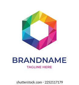 Hexagonal Digital Media Modern Logo Symbol