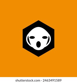 Sechseckiges Hundekopf Logo Konzept