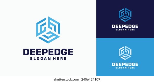 Hexagonal edge depth effect logo design