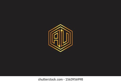 Hexagonal elegant logo initial letter AU