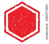 Hexagonal faint red Japanese style stamp