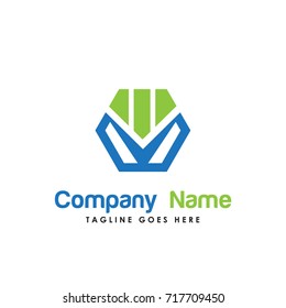 hexagonal finance logo vector