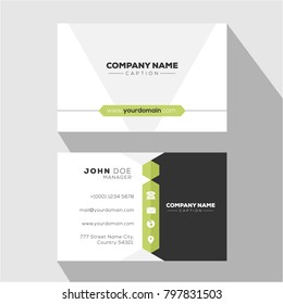 Hexagonal Flat Green Color Professional Business Card