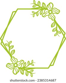 Hexagonal floral frame for Wedding. vector