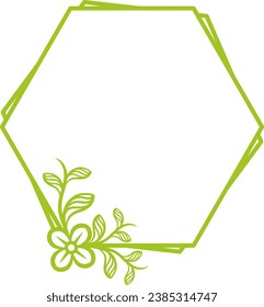 Hexagonal floral frame for Wedding. vector