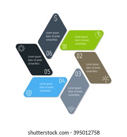 Hexagonal flower infographic banner with 6 options. Isolated number banner template for diagram, presentation or chart. Progress steps for tutorial. Business concept sequence banner.