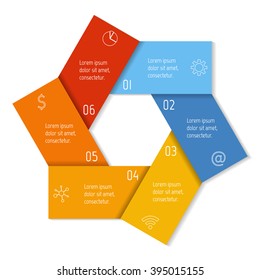 Hexagonal flower infographic banner with 6 folded options. Isolated number banner template for diagram, presentation or chart. Origami progress steps for tutorial. Business concept sequence banner.