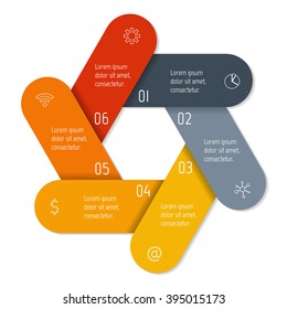 Hexagonal flower infographic banner with 6 folded options. Isolated number banner template for diagram, presentation or chart. Origami progress steps for tutorial. Business concept sequence banner.