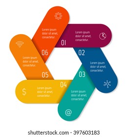 Hexagonal flower infographic banner with 6 folded options. Isolated number banner template for diagram, presentation or chart. Origami progress steps for tutorial. Business concept sequence banner.