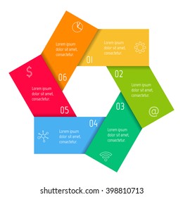 Hexagonal flower infographic banner with 6 folded options. Isolated number banner template for diagram, presentation or chart. Origami progress steps for tutorial. Business concept sequence banner.