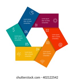 Hexagonal flower infographic banner with 6 folded options. Isolated number banner template for diagram, presentation or chart. Origami progress steps for tutorial. Business concept sequence banner.