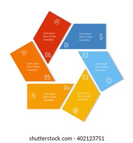 Hexagonal flower infographic banner with 6 options. Isolated number banner template for diagram, presentation or chart. Progress steps for tutorial. Business concept sequence banner.