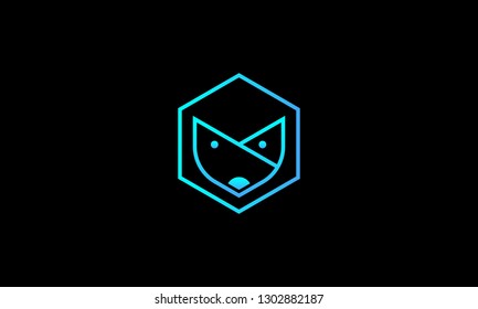  Hexagonal fox logo vector on black background