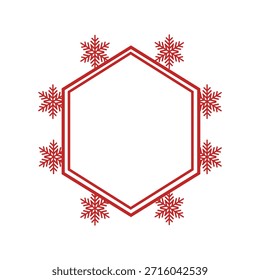 Hexagonal frame decorated with red snowflakes - Powered by Shutterstock - Get 15% off with code: PIKWIZARD15