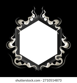Marco hexagonal. insignia del emblema. elemento de etiqueta del logotipo. marco hexagonal de humo.