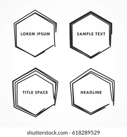 hexagonal frame in scribble and doodle style