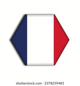 Hexagonal French flag icon vector illustration