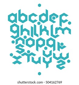 Hexagonal futuristic alphabet. Vector stock illustration of english letters in modern geometric style