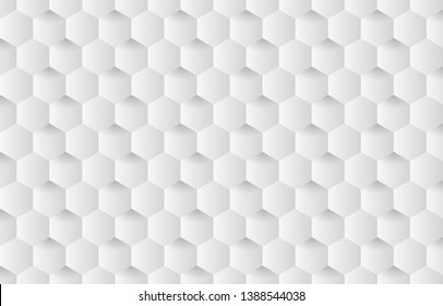 Arrière-plan futuriste hexagonal. Texture abstraite 3d de formes de cellules grises et blanches. Panneau arrière de la technologie géométrique. Illustration vectorielle. 