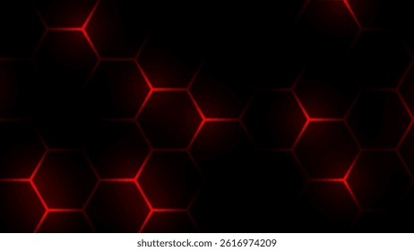 Hexagonal gaming honeycomb abstract background. Hexagon technology futuristic dark vector abstract background with blue and pink colored bright flashesunder hexagon. 