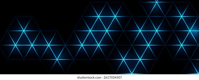 Hexagonal gaming honeycomb abstract background. Hexagon technology futuristic dark vector abstract background with blue and pink colored bright flashesunder hexagon. 