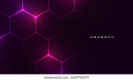 Hexagonal gaming honeycomb abstract background. Hexagon technology futuristic dark vector abstract background. Neon technology bright flashesunder hexagon. 