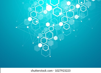 Hexagonal geometric background. Hexagons genetic and social network. Future geometric template. Business presentation for your design and text. Minimal graphic concept. Vector illustration